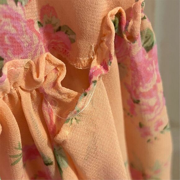 LoveShackFancy Pink Floral Ruffled Midi Dress Size 6- flaw - Picture 16 of 16
